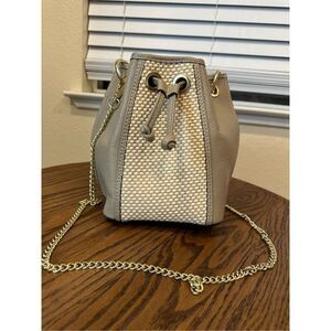 Elegant Beige and Gold Crossbody Bag
